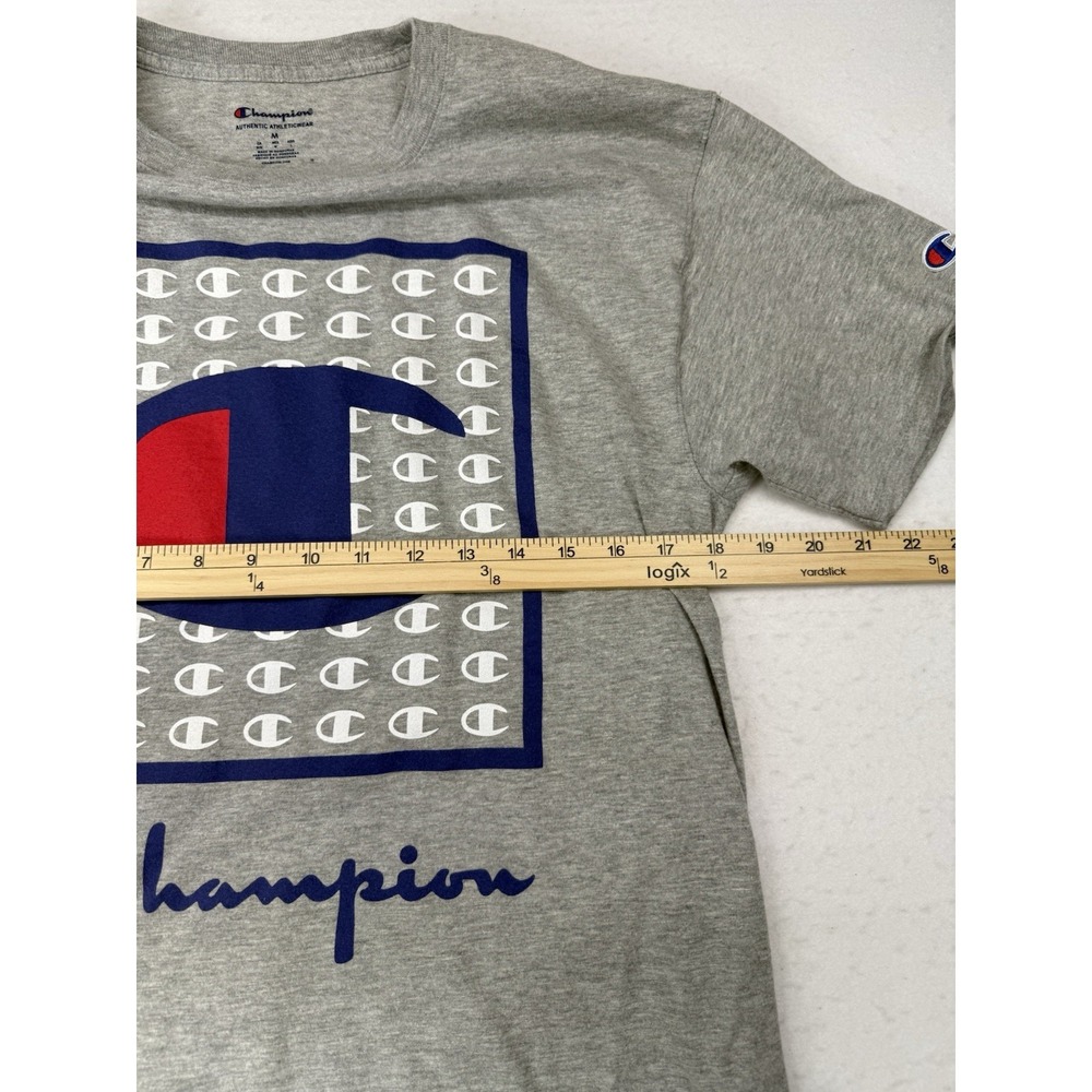 Champion Logo T-Shirt Men's Medium Gray Short Sleeve Cotton - Picture 6 of 7